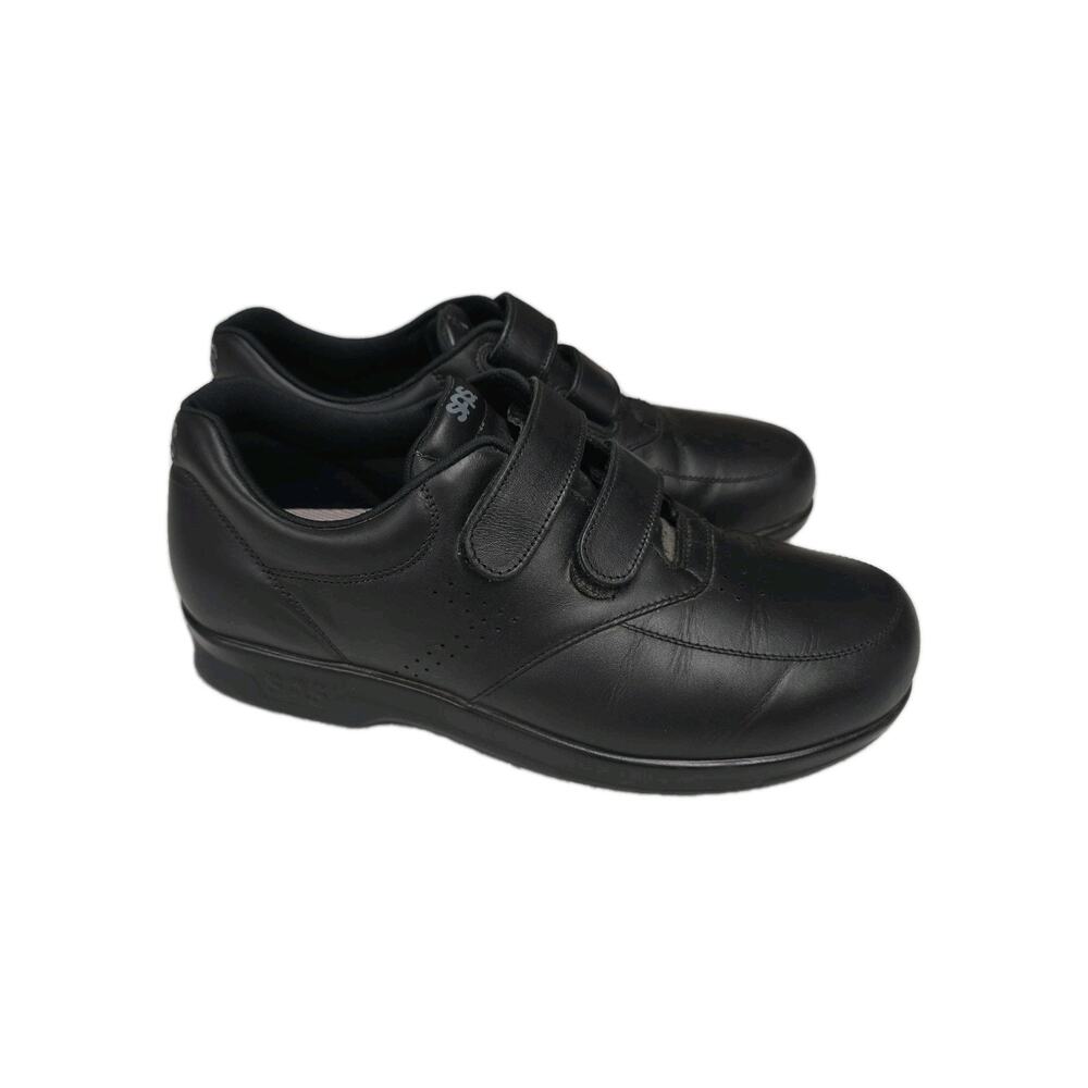 SAS VTO Men’s 10 W Wide Black Leather Walking Shoes Comfort Adjustable Strap USA